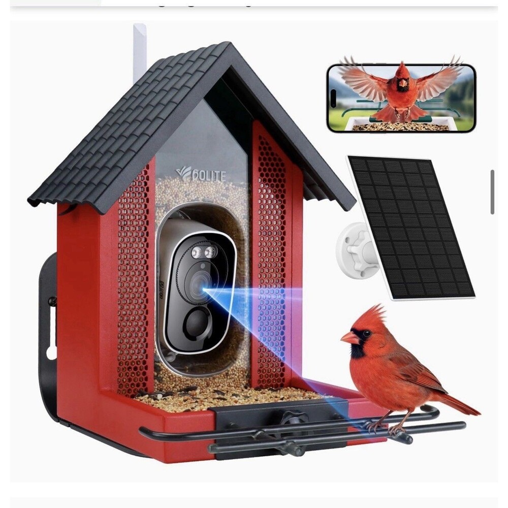 NEW BOLITE Smart AI Identify Bird Feeder w Camera 2.5K Solar Powered App Control